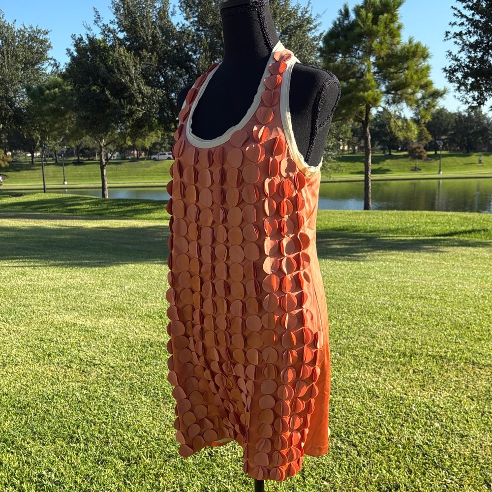Orange Sleeveless Textured Dress - Picture 5 of 5